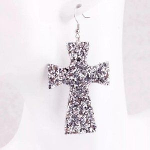 Cross Lightweight Sparkly Glitter Earrings